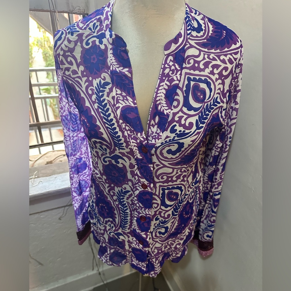 Zara Purple and White Floral Top